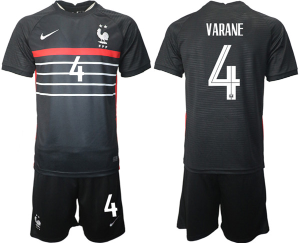 Men's France #4 Barane Black Home Soccer Jersey Suit
